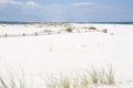 Sandy island with water on both sides