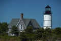 Sandy Neck Lighthouse atlantic ocean cape cod barnstable houses Royalty Free Stock Photo