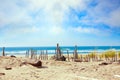 Sandy ocean shoreline with dunes Royalty Free Stock Photo