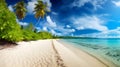 Sandy paradise, tranquil tropical beach, soft sands, and ultimate beach getaway