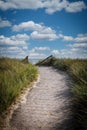 sandy path leads over the dunes to the Baltic Sea beach Royalty Free Stock Photo