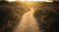 Sandy Path at Sunset in a Desert Landscape Royalty Free Stock Photo