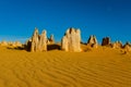 Sandy Pinnacles peaks at Nambung desert near Cervantes, Coral Co Royalty Free Stock Photo