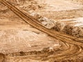 In a sandy quarry on a sunny day