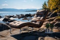 Sandy recliners Chaise lounges on the beach offer restful waterfront relaxation