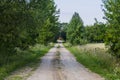 Sandy road leading to the village Royalty Free Stock Photo