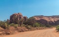 Sandy road in the stone desert. Monument Valley, Arizona Royalty Free Stock Photo