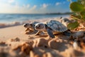 Sandy shore witnessed baby turtles hatching, embarking on their seaside adventure.