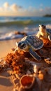 Sandy shore witnessed baby turtles hatching, embarking on their seaside adventure.
