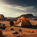 Sandy solitude Camping alone in barren desert, far from civilizations bustle