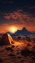 Sandy solitude Camping alone in barren desert, far from civilizations bustle