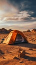 Sandy solitude Camping alone in barren desert, far from civilizations bustle