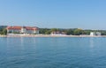 The Sopot Beach during the summer. View from the sea, Poland.