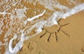 Sun drawing on a beach Royalty Free Stock Photo