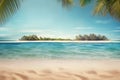 A Sandy Tropical Beach with a Serene Island Backdrop