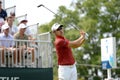 Sang Moon Bae watches his shot during the 2015 final round of the Barclays Tournament held in Edison,New Jersey.