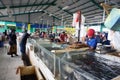 Fish market alley view with alive freshwater fish