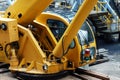 Operator inside the crane cabin Royalty Free Stock Photo