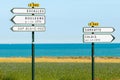 Sangatte and Calais direction sign
