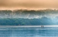 Sangha River. Morning fog on the African river Sangha.