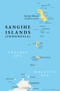 Sangihe Islands, group of islands in northern Indonesia, political map