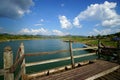 Sangkhlaburi artificial lake from saphan mon Royalty Free Stock Photo