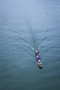 SANGKHLABURI, THAILAND - DECEMBER 27, 2015: Service boat with pa