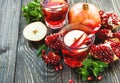 Sangria with apples, pomegranate, mint and cinnamon