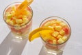 Sangria cocktail with white wine and fresh fruit Royalty Free Stock Photo