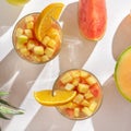 Sangria cocktail with white wine and fresh fruit Royalty Free Stock Photo