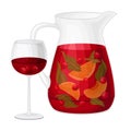 Sangria Drink from Red Wine with Fruit and Spice as Spanish Cuisine Beverage Poured in Jug Vector Illustration