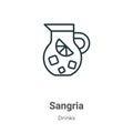 Sangria outline vector icon. Thin line black sangria icon, flat vector simple element illustration from editable drinks concept Royalty Free Stock Photo