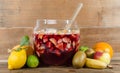 Sangria punch bowl with fruits Royalty Free Stock Photo