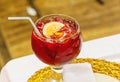 Sangria, spanish drink- Red wine and fruit. Royalty Free Stock Photo