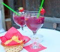 Sangria in two glasses on a table in cafe Royalty Free Stock Photo