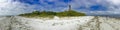 SANIBEL, FL - FEBRUARY 2016: Tourists look for shells on the famous island beach - Panoramic view Royalty Free Stock Photo