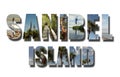 Sanibel Island Florida collage on white Royalty Free Stock Photo