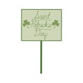Saint patrick day with tag wood isolated icon