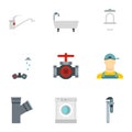 Sanitary appliances icons set, flat style