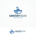 Sanitary house logo set with sink