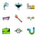 Sanitary icons set, cartoon style