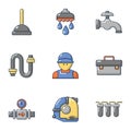 Sanitary icons set, cartoon style