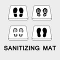 Sanitary mat. Disinfection mat icon. Disinfectant for shoes or foot baths with antiseptic solution. On a white background. The