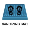 Sanitary mat. Disinfection mat icon. Disinfectant for shoes or foot baths with antiseptic solution. On a white background. The