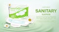 Sanitary napkins package chamomile flower mock up