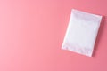 Sanitary pad, Sanitary napkin on pink background. Menstruation, Feminine hygiene, top view Royalty Free Stock Photo