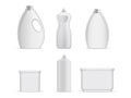 Sanitary plastic empty bottles with chemical liquids for cleaning services