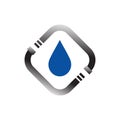 anitary plumbing logo symbol icon of pipe and drop water in white background vector illustration Royalty Free Stock Photo