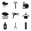 Sanitary purification icons set, simple style