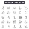 Sanitary services line icons, signs, vector set, outline illustration concept